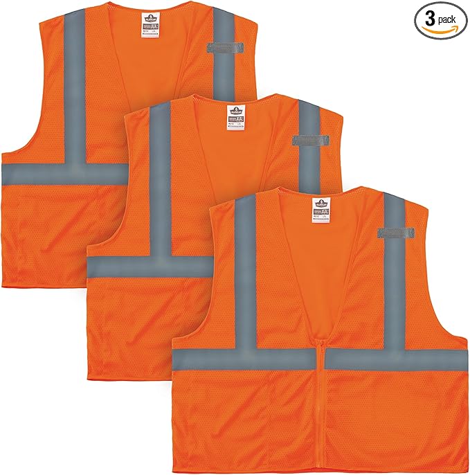 Ergodyne Unisex 3-pack Type R Class 2 Economy Mesh Vest 3PK, Orange, XX-Large-3X-Large US