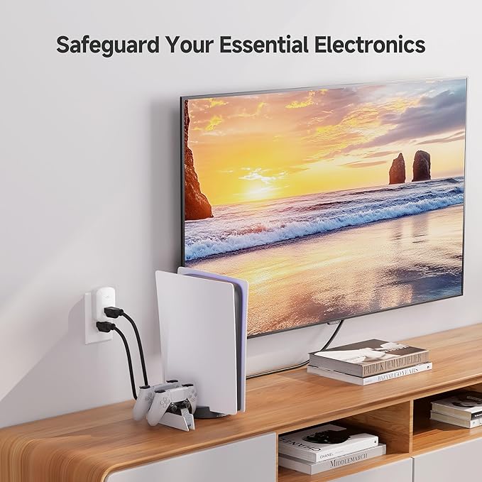[ETL Listed] Cable Matters 2-Pack 1350 Joules Single Outlet Surge Protector for TV, PC, Xbox, PS5, Refrigerator, Treadmill, 15A/1875W, 500V Clamping Voltage Wall Surge Protector Outlet, White