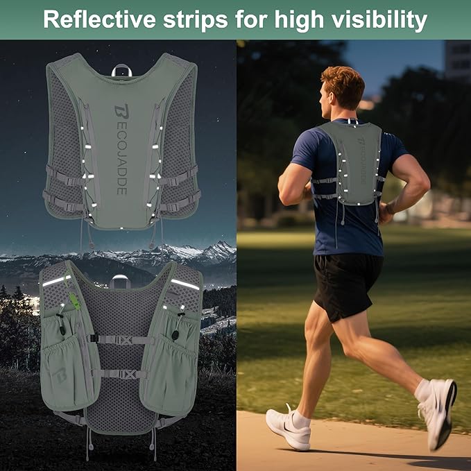 Running Vest Hydration Backpack for Men Women, 5L Lightweight Running Backpack Hydration Pack for Marathon, Trail, Cycling, Hiking, Jogging