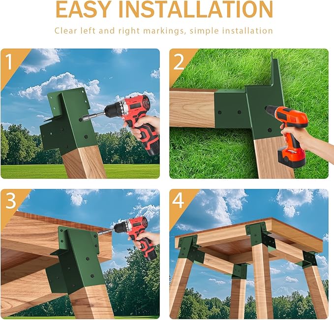 4 Pcs Deer Stand Brackets 4x4 (Strengthen Support, Easy Installation), Outdoor Angle Brackets with Powder-Coated for Deer Stand, Tree House, Shooting Shack & Outdoor Platforms