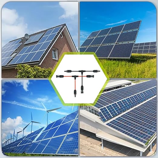 4 Pair Solar Connectors for 2 Solar Panels,Tool-Free Solar Panels Connectors 10awg, Waterproof Solar Panel Splitter, 1 to 2 T Branch Parallel Adapter for Solar Cable Extension