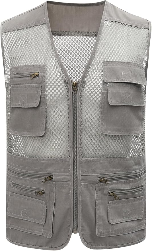 Gihuo Men's Fishing Safari Vest with Pockets for Summer Travel