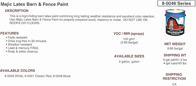 Majic Paints 8-0048-1 Latex Flat Barn & Fence Paint, 1-Gallon, Black