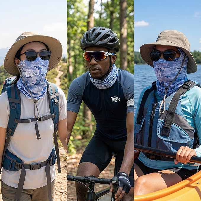 UPF 50 Sun Protection Neck Gaiter - 13-in-1 Multifunctional Face Cover for Hiking, Fishing, Cycling