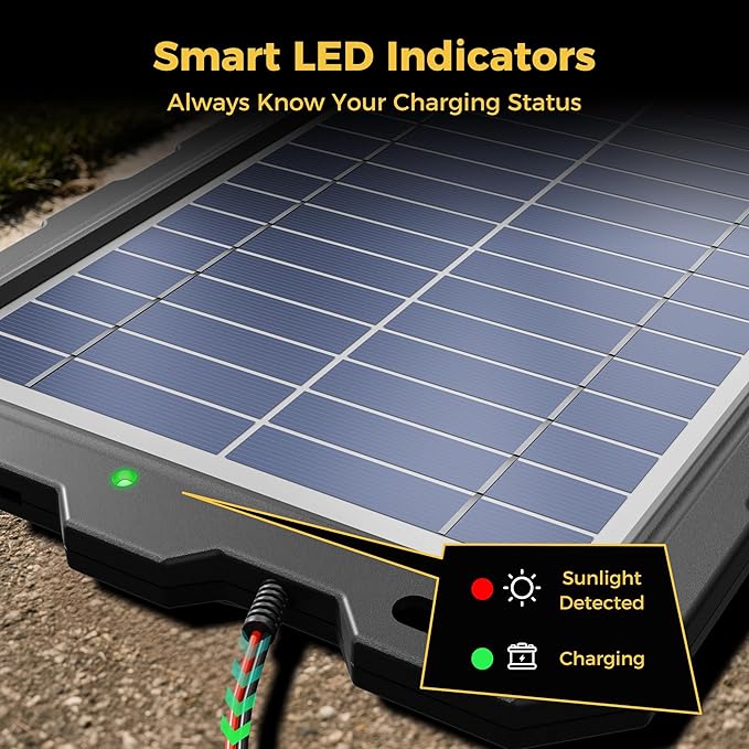 SUNAPEX 12V Solar Battery Charge: 8W Waterproof Portable Solar Panel Kit - Battery Maintainer Trickle Charger - with Upgrade Built in Charge Controller for Car Boat RV Trailer Automotive Motorcycle