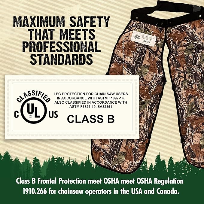 FORESTER Chainsaw Chaps for Men & Women | Apron-Style Chaps with Pocket & Adjustable Waist | Chainsaw Safety Equipment