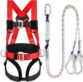 Safety Harness Fall Protection Kit - Full Body Roofing harnesses with Shock Absorbing Lanyard Upgrade Paded