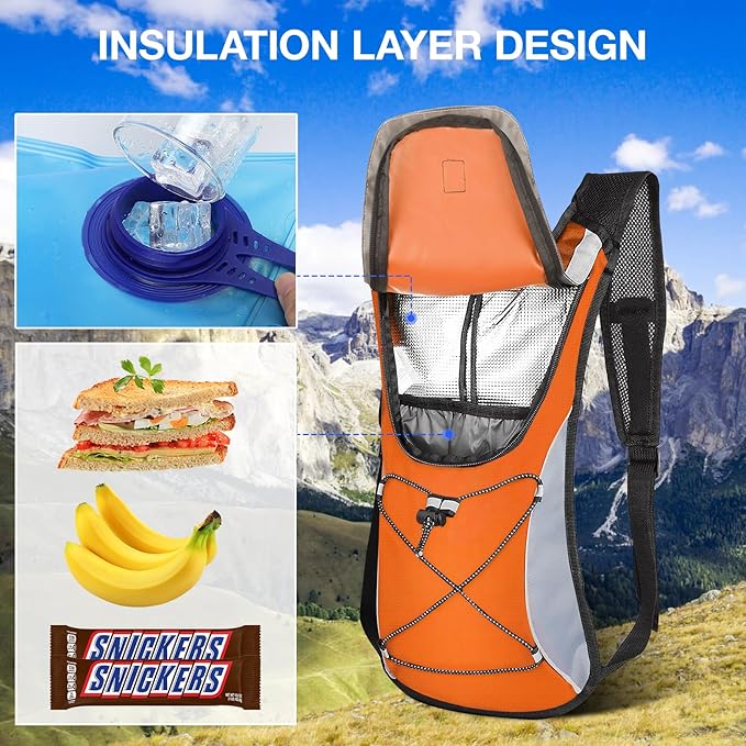 KUYOU Running Hydration Vest - Lightweight Insulated Hydration Backpack with 2L Water Bladder, Adjustable Chest Straps and Reflective Water Backpack for Running Marathon Race Hiking Cycling