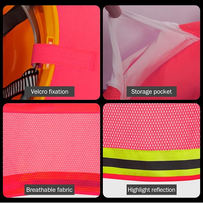 Industrial Hard Hat Sun Shade, High Visibility Sun Visor Neck Shade with Reflective Strip, 4 Pack Pink