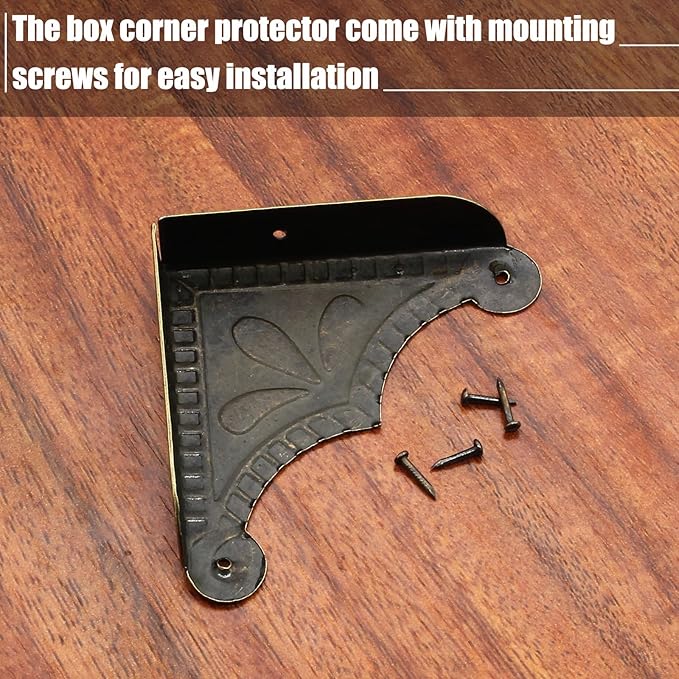 30Pcs Antique Box Corner Protectors, Decorative Edge Safety Guard Cabinet Furniture Corner Protectors for Jewelry Box and Wooden Case(1.9"x1.9"x0.4")