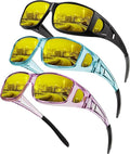 KALIYADI Night-Vision-Glasses Fit-Over-Glasses Wrap-Around Glasses: Anti Glare Night Driving Glasses for men women HD Lens