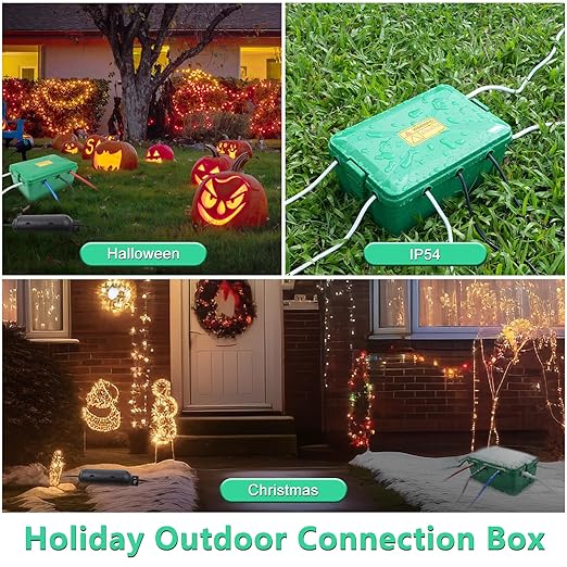 NineLeaf IP54 Waterproof Electrical Box, Outdoor Weatherproof Plug Cover (12.5 x 8.5 x 5 inch),Extension Cord Cover for Outdoor Timer, Extension Cord, Power Strip, String Light, Green