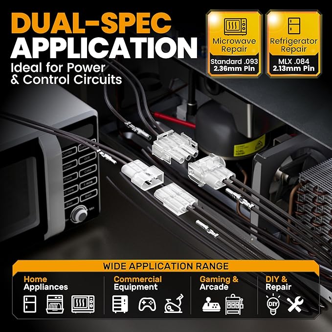 SOMELINE 2-in-1 Connector Crimping Tool Kit, Fits Molex Standard .093" (2.36mm) & MLX .084" (2.13mm), Pin & Socket Housing Assortment, 20-14 AWG Terminals for Appliance, HVAC & Arcade Repair