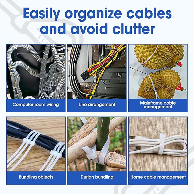 12 Inch 2000 PCS Zip Ties, Cable Ties 50lbs Tensile Strength, Black Zip Ties for Indoor and Outdoor Use, UV Resistant Wire Ties