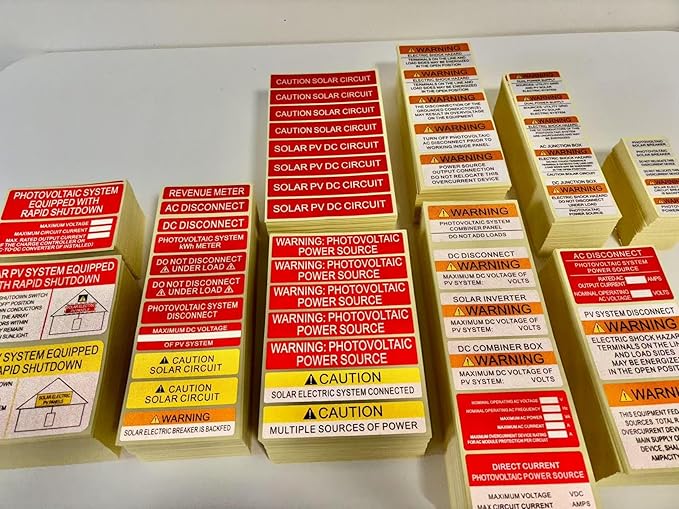 55 Pack Reflective Solar PV System Labels -Serial 2R- UV Resistant Solar PV Stickers Photovoltaic System Warning Durable | PV Label for Electrical Panel Installer Kits