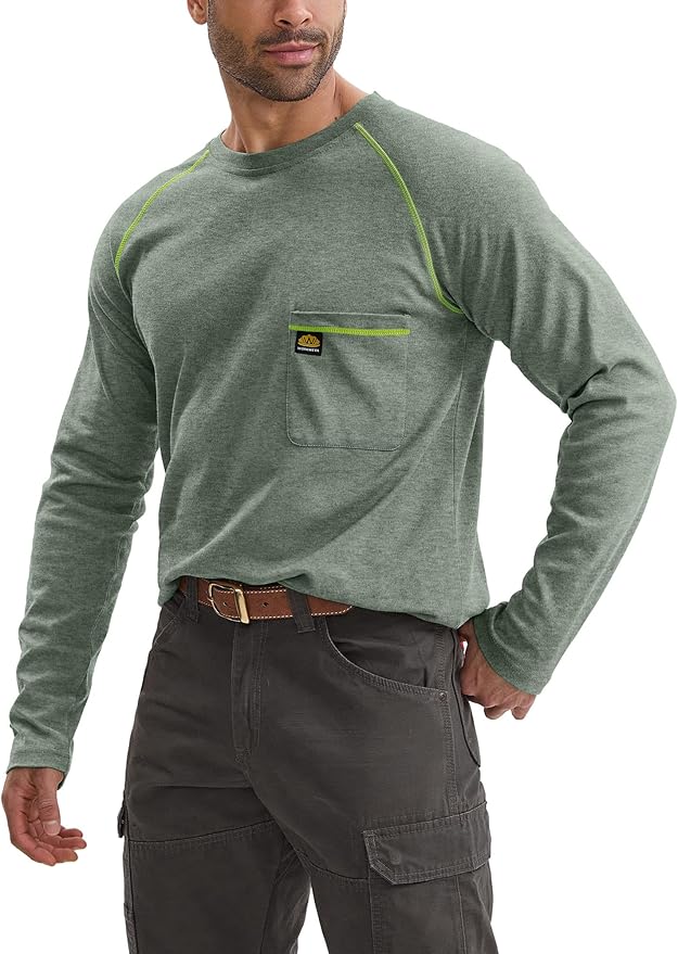 WORKWEYA FR Shirts Flame Resistant Shirt 6.5oz Men's NFPA 2112/CAT2 Long Sleeve Shirt
