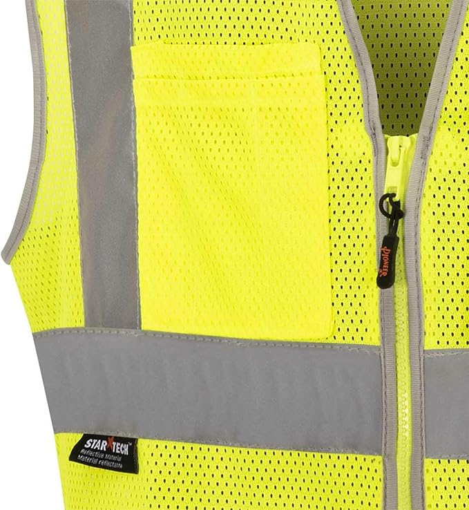 Pioneer Hi Vis Safety Vest for Men & Women - Reflective Cooling Mesh - 8 Pockets - Class 2 - Construction, Traffic, Security