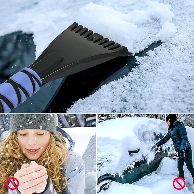 27" Snow Brush and Ice Scrapers Detachable Pivoting, Soft Bristle Head,Foam Grip, for Car,Trucks,or SUV Window & Windshield Tool (1pcs)
