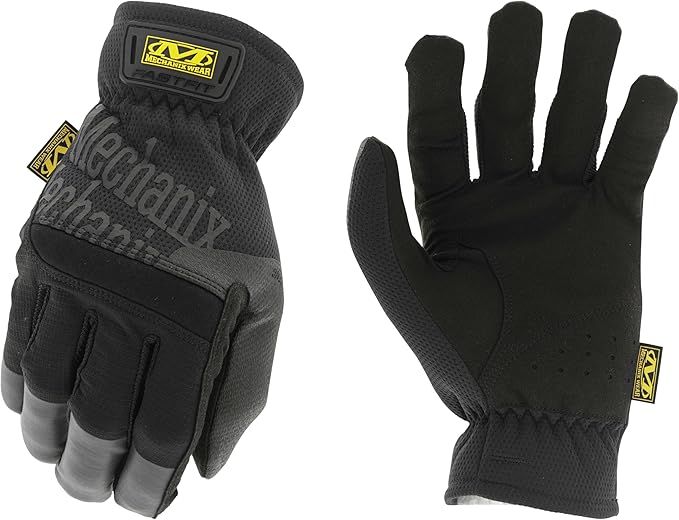 Mechanix Wear FastFit Work Gloves - Anti-Slip & Abrasion Resistant Heavy Duty Gloves - Touchscreen Compatible - Vibration Damping - Multipurpose Use - Small - Black