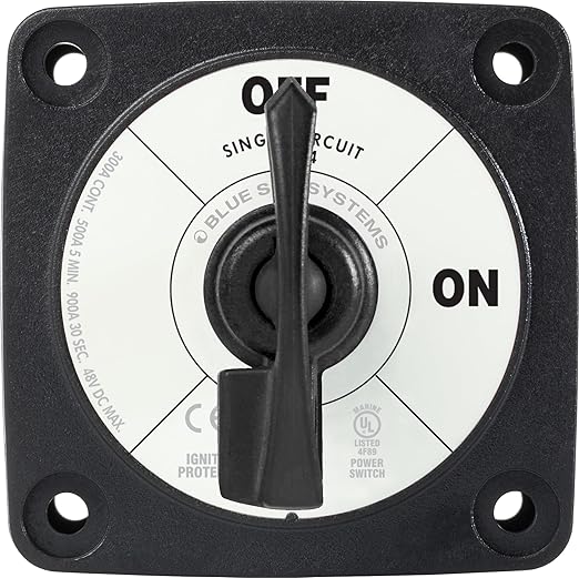 Blue Sea Systems On/Off Battery Isolator Switch With Locking Key, Black, 6004200 m‑Series