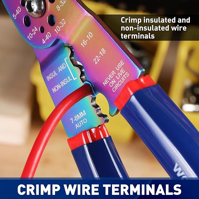 WORKPRO 8" Wire Stripper/Wire Crimping Tool, Wire Stripper Tools for 10-22 AWG,Wire Cutter, Wire Crimper, Cable Stripper, Wiring Tools and Multi-Function Hand Tool with Titanium Coated