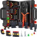 SOMELINE Waterproof Automotive Electrical Connector Crimping Tool Kit 22–14 AWG, 1/2/3/4/5 Pin Connectors with Wire Seals – For Car, Motorcycle, Marine & DIY Wiring