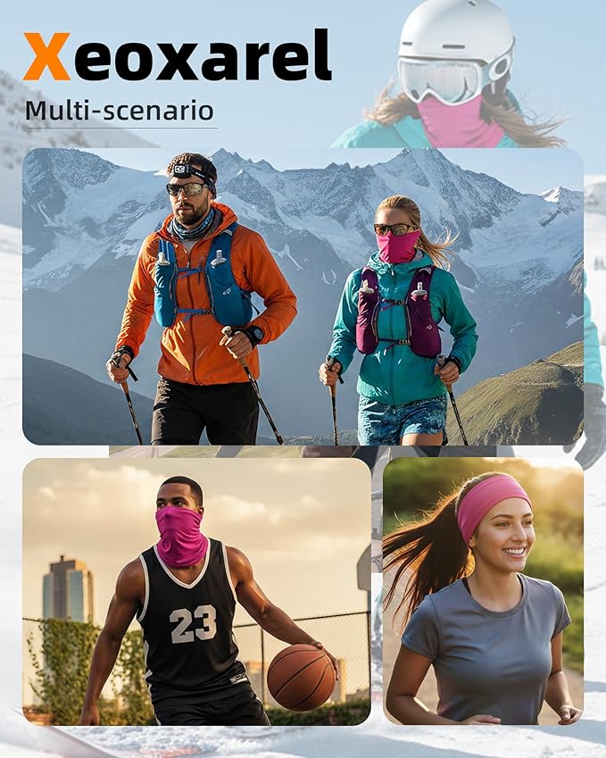 Xeoxarel Neck Gaiter, 7 Pack Cooling UV Protection, Bandana Face Mask Scarf for Men and Women