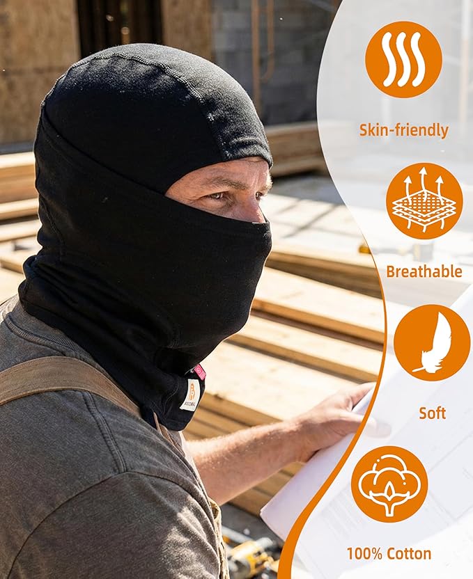 BOCOMAL FR Flame Resistant Balaclava Face Mask Arc Rated NFPA2112 CAT2 Helmet Liner Covering Hood for Welding