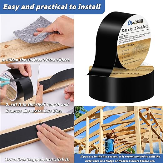 10 Rolls Joist Tape Decks Bulk Flashing Tape for decking 2 Inch x 50' Weatherproof Butyl Sealant Deck Tape Joist-Beam Joist Tape for Wood Joists Decks Roof