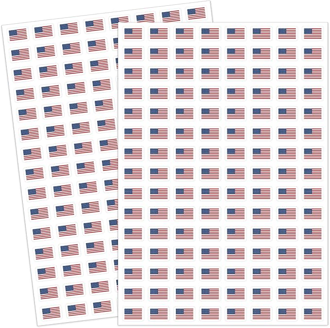 JarThenaAMCS 2400Pcs Patriotic Mini Sticker American Flag Paper Decals 4th of July Self-Adhesive Stickers for Independence Day Envelopes Scrapbook Gifts DIY Supplies, 0.5 in