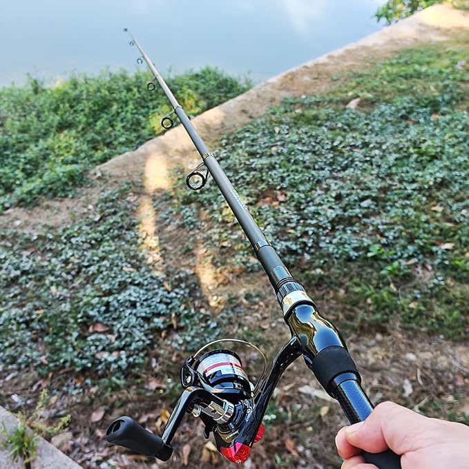 Telescopic Fishing Pole Combo, 2PCS 6.89ft Carbon Fiber Fishing Rods Spinning Reels Set，Full Kit with Fishing Pliers Lures and Carrier Bag for Travel Saltwater Freshwater