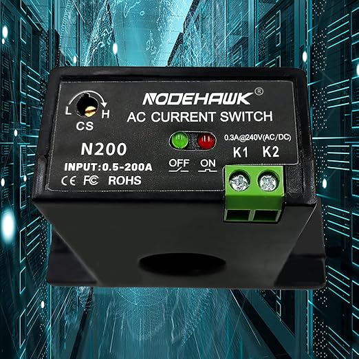 Current Sensing Relay AC Current Sensing Switch 0-200A Normally Closed Current Sensor Monitoring Relay (N200)