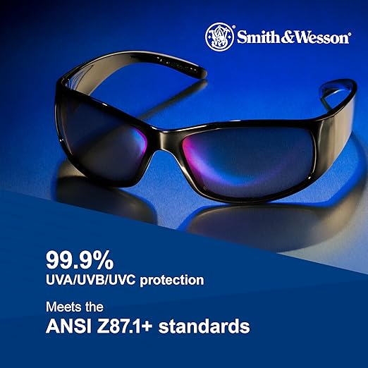 Smith & Wesson Elite Safety Glasses (21303), Smoke Lenses, Black Frame, Unisex Sunglasses for Men and Women