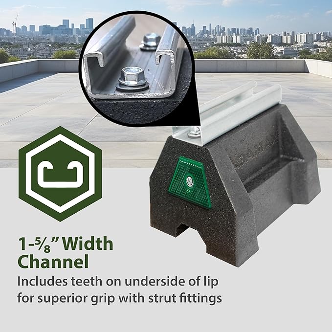 Newhouse Electric RTS14-5 Rooftop Support Block with Galvanized Steel Strut | Sleeper Curb Replacement, Black