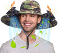 Berlune Men Sun Hat with 2 Solar Fans Wide Brim Outdoor Fishing Hat USB & Solar Powered for Sun Protection Camping Hiking