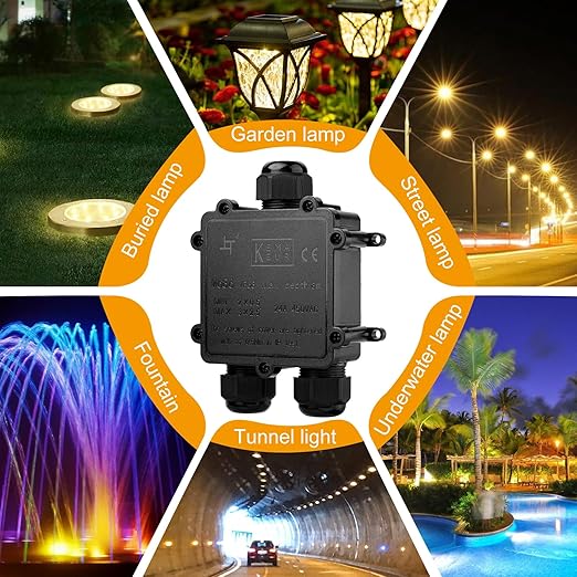 IP68 3Way Waterproof Junction Box Outdoor,3-Way Waterproof Splice Box Outdoor with 3 Cable M25 Gland Wire Connector, Extension Electrical Cable Protector for Diameter Cable Ø4-14mm Black
