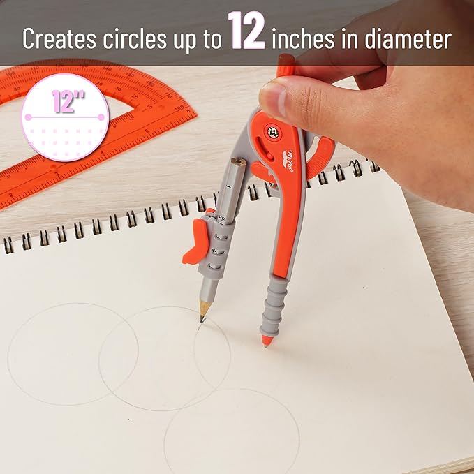 Mr. Pen- Compass and Protractor Set, Math Compass for Geometry and Drawing