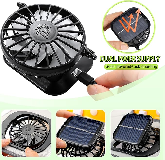 1 Set Sun Hard Hat Shade Full Brim Hard Hat Sun Visor with Solar Fans and Neck Sunshade Cover UV Reflective Strap Arm Sleeves Summer Protection Accessories