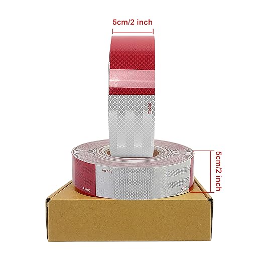 Waterproof Reflective Safety Tape Roll 2"X150' Feet Long Yellow Black DOT C2 Auto Truck Safety Reflector Strips Self-adhesive Conspicuous Safety Hazard Caution Warning Sticker for Vehicle Car TrailerW