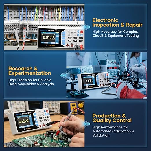 Crenova 30000 Counts True RMS Digital Multimeter, Desktop Bench Multimeter for Lab & Industrial Use. USB Data Logging, CAT II 600V. Measures Voltage, Current, Resistance, Capacitance, Temperature.