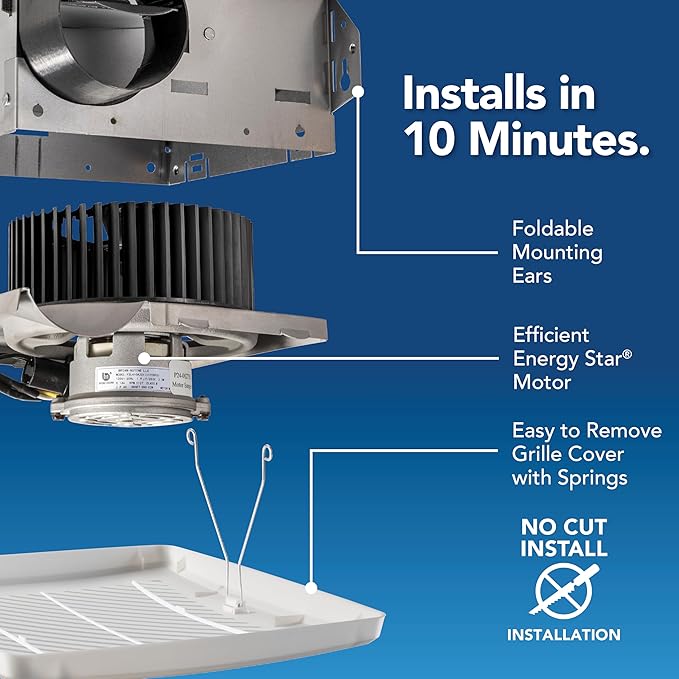 Broan-Nutone® Bathroom Exhaust Fan, 50 CFM Modern Grille, Energy Star Fan, 2.0 Sones