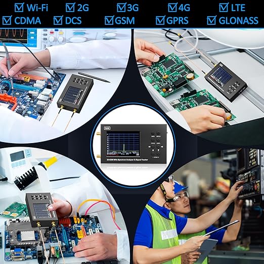 SA6 6GHz Portable Spectrum Analyzer, 3.2 "Color Touch Screen 35 MHz to 6200 MHz Handheld Micro Frequency Analyzer, 2-in-1 Signal Generator for Wi-Fi 2G 3G 4G LTE, CDMA, DCS, GSM, GPRS, GLONASS