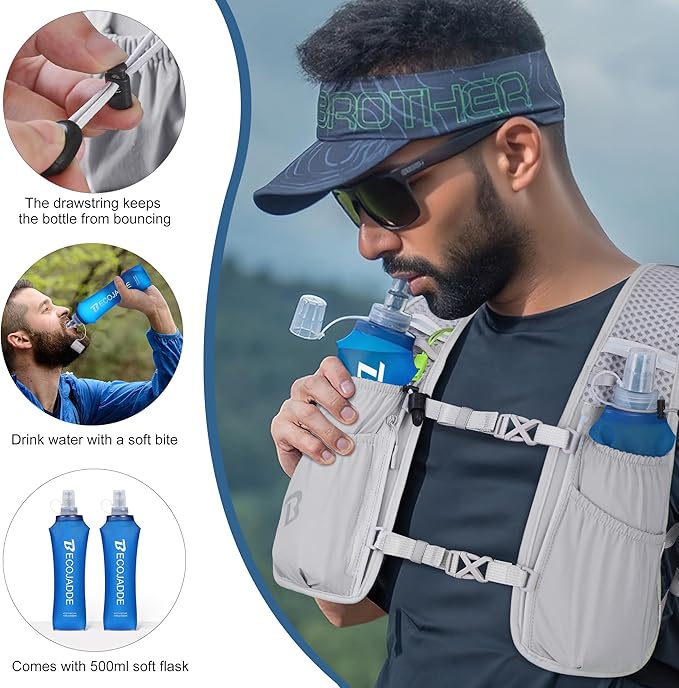 Running Vest Hydration Backpack for Men Women, 5L Lightweight Running Backpack Hydration Pack for Marathon, Trail, Cycling, Hiking, Jogging
