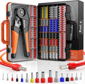 Preciva Ferrule Crimping Tool Kit with Portable Suitcase, Square Crimping Pliers for AWG 28-5 Ratchet Crimper with 1300 PCS Single & Dual Ferrule Connectors Wire Ferrules Terminals Kit