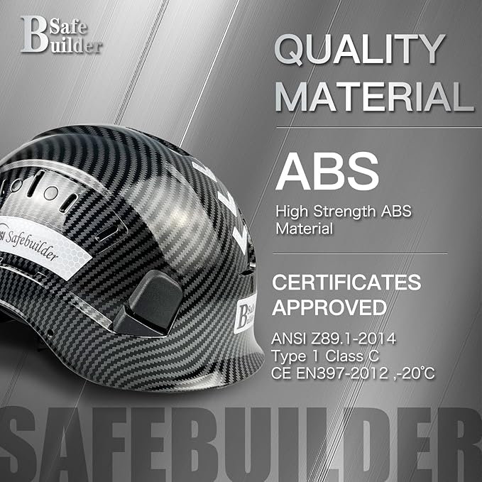 Construction Safety Helmet ABS Hard Hat Adjustable Ventilation System Hardhats Industrial Work Head Protection for Men Certified ANSI/ISEA Z89.1