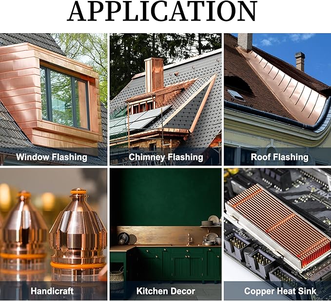 GOORY Copper Flashing 28 Gauge - 10in x 10ft 0.013"(0.32mm) Thickness Roof Flashing Roll - 99.95+% Pure Copper Sheet Metal ASTM B152 - Roofing Repair DIY Project Contractor Jewelry Crafts