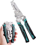 18 In 1 Foldable Ｗire Stripper, Folding Wire Stripping Crimper Tool, Multifunctional Wire Strippers Electrical, Electric Cable Stripper, Cable Cutters with Plier, Crimper, Twister, Splitting