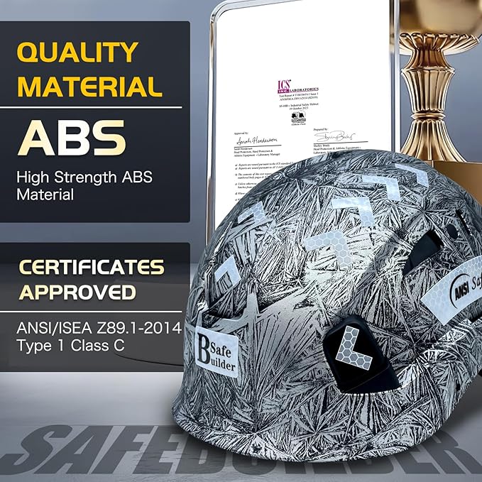 Construction Hard Hats Safety Helmet Reflective ABS Adjustable Ventilation Hardhats Industrial Head Protection ANSI Z89.1