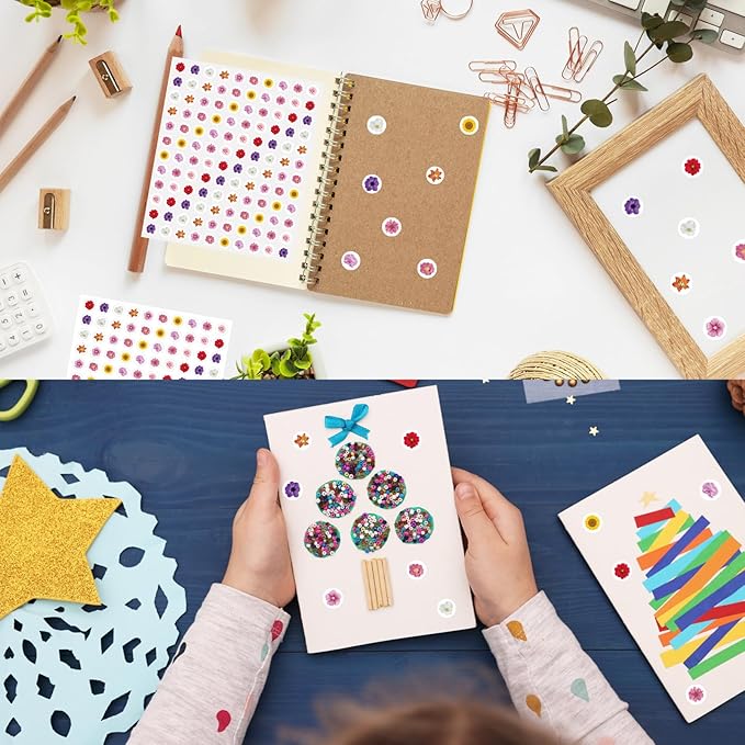 2400 Pcs Small Stickers for Kids,Pink and Purple Mini Flower Stickers,10 Cute Designs Adhesive Sticker for Party Envelopes Scrapbook Gifts DIY Supplies,0.5in（Flower）