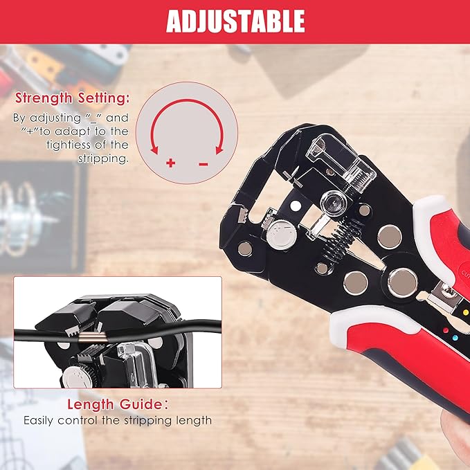 Professional Self-Adjusting Wire Strippers,3 in 1 Stripper/Cutter/Crimping,Heavy Duty,Automatic Wire Stripping Tool | Electrical Wire Strippers for 10-24 AWG
